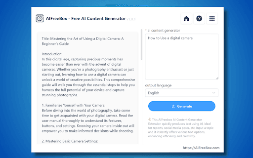 Free AI Content Generator Tool - AIFreebox thumbnail