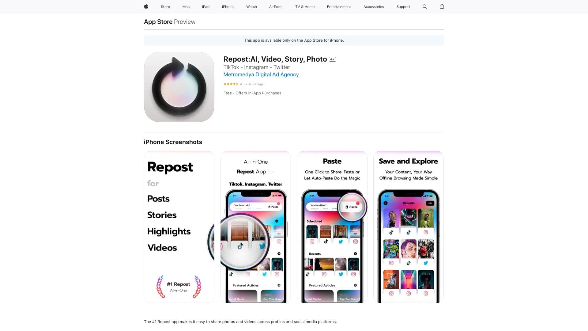 Repost AI : Instagram - Tiktok - Twitter thumbnail