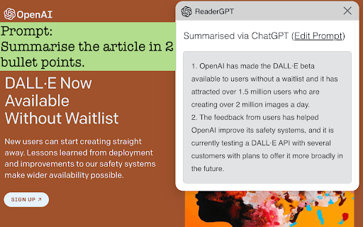 ReaderGPT: ChatGPT powered web summary thumbnail