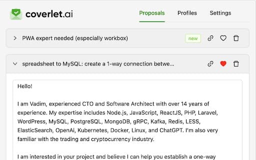 CoverLet: Upwork Winning Proposal Generator thumbnail