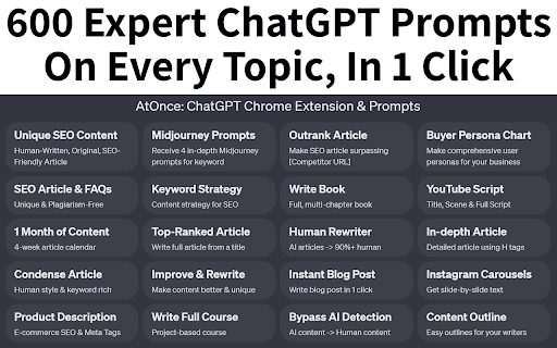 AtOnce: ChatGPT Chrome Extension & AI Prompts thumbnail