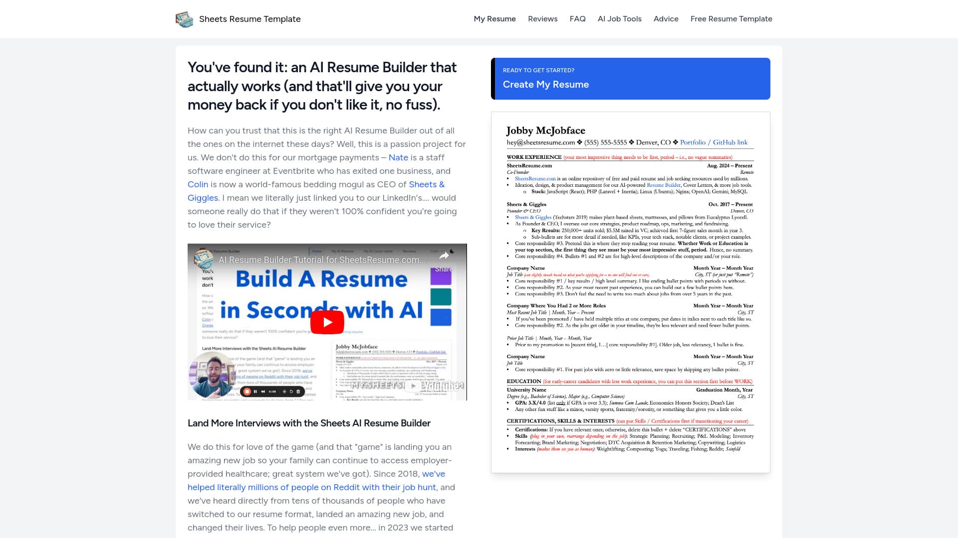 Sheets AI Resume Builder thumbnail