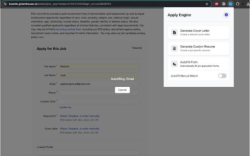ApplyEngine: AI-automated autofill, resume and cover letter thumbnail