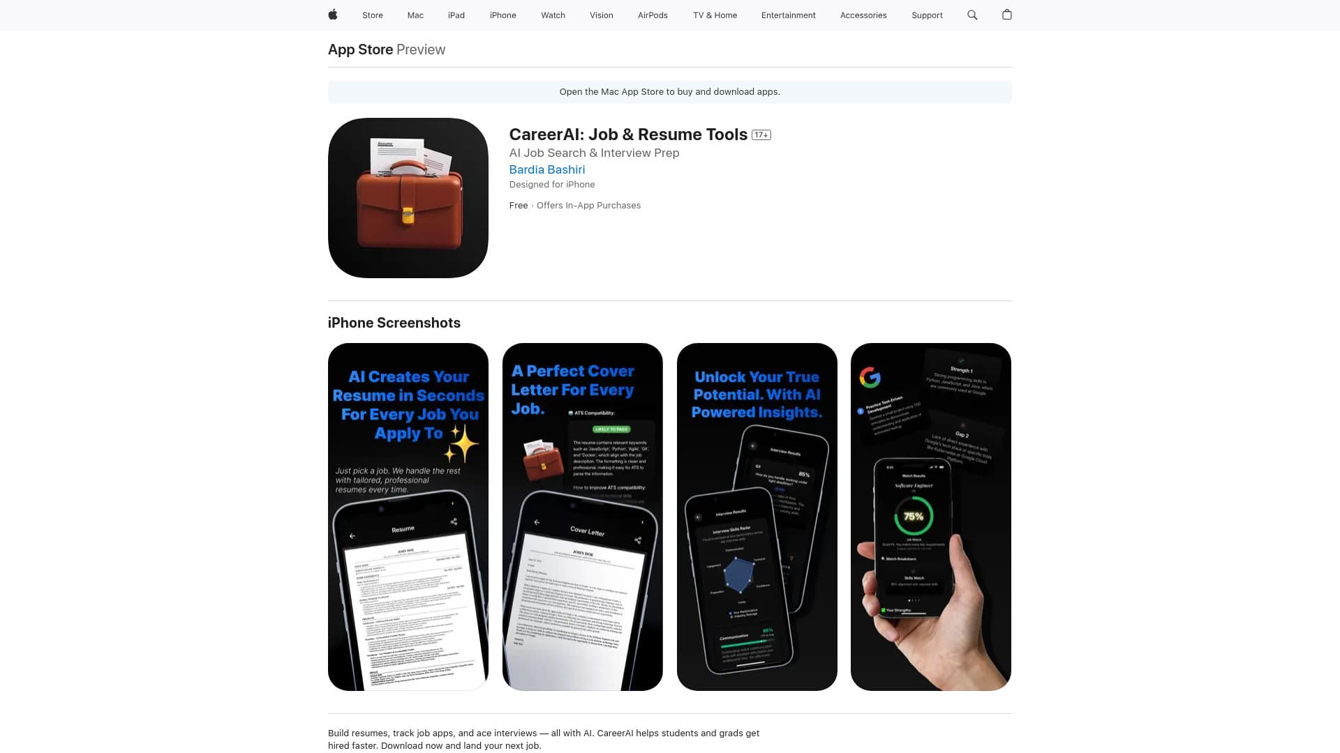 All-in-one job hunt AI app for iOS thumbnail