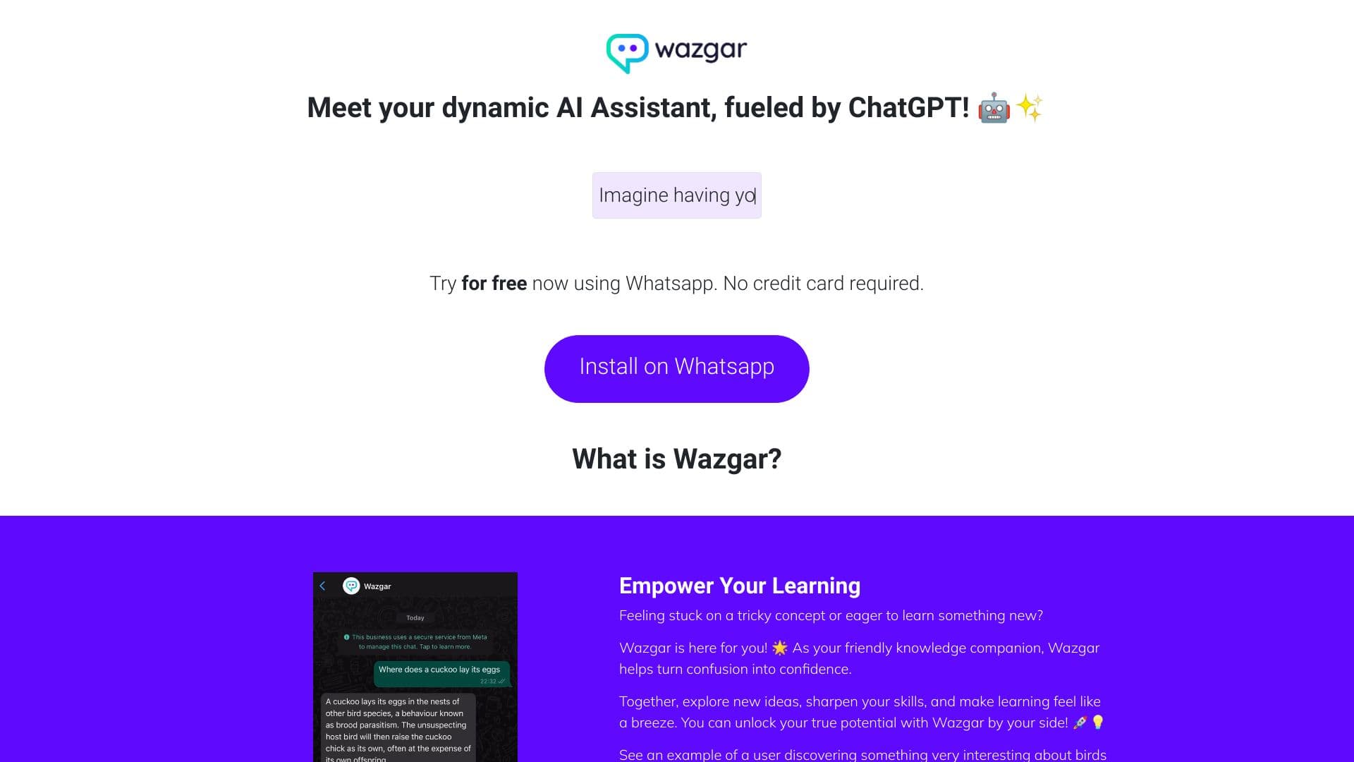 Wazgar - ChatGPT in Whatsapp thumbnail