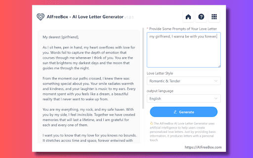 Free AI Love Letter Generator - AIFreebox thumbnail