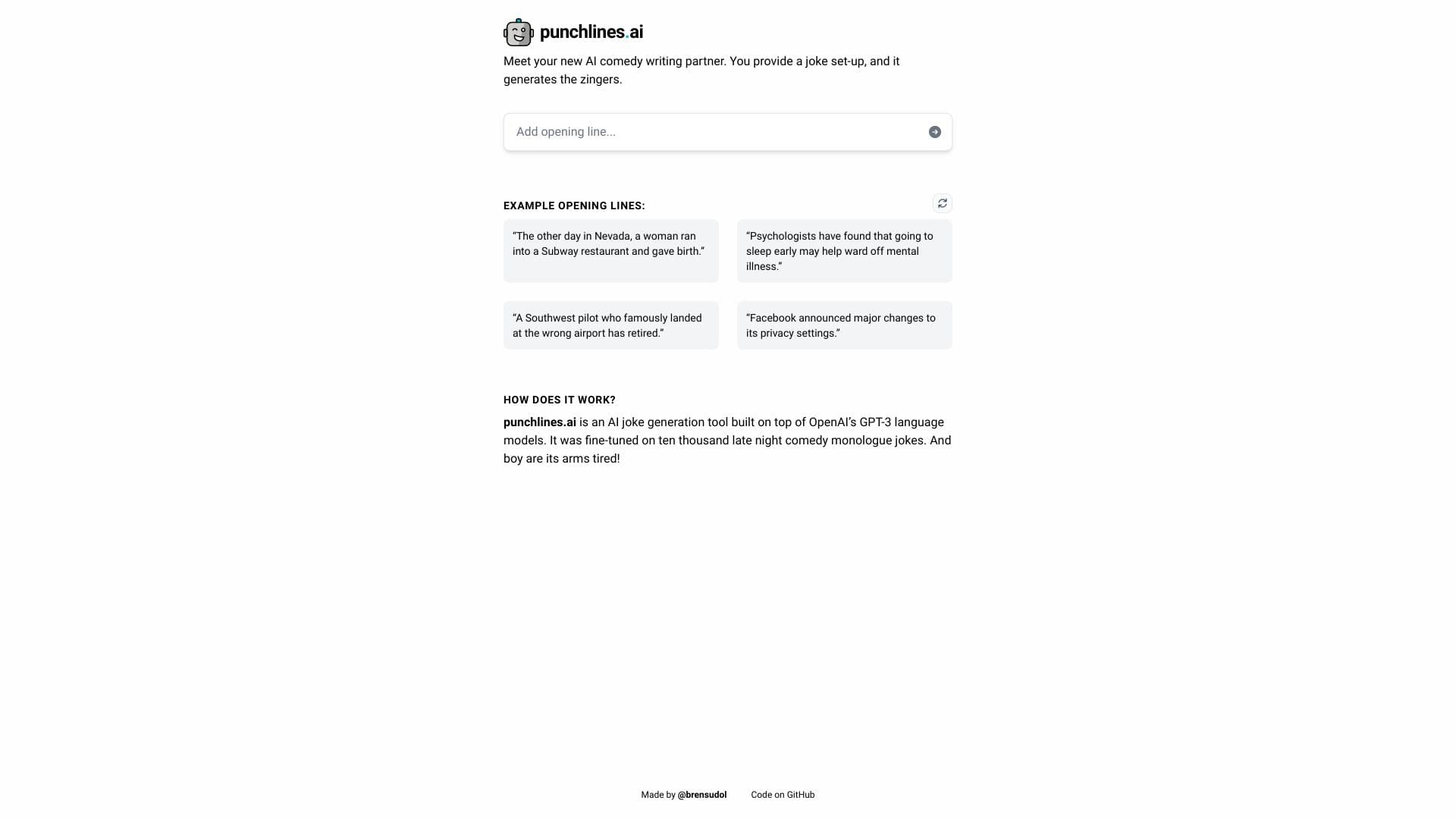 punchlines.ai :: GPT joke writing thumbnail