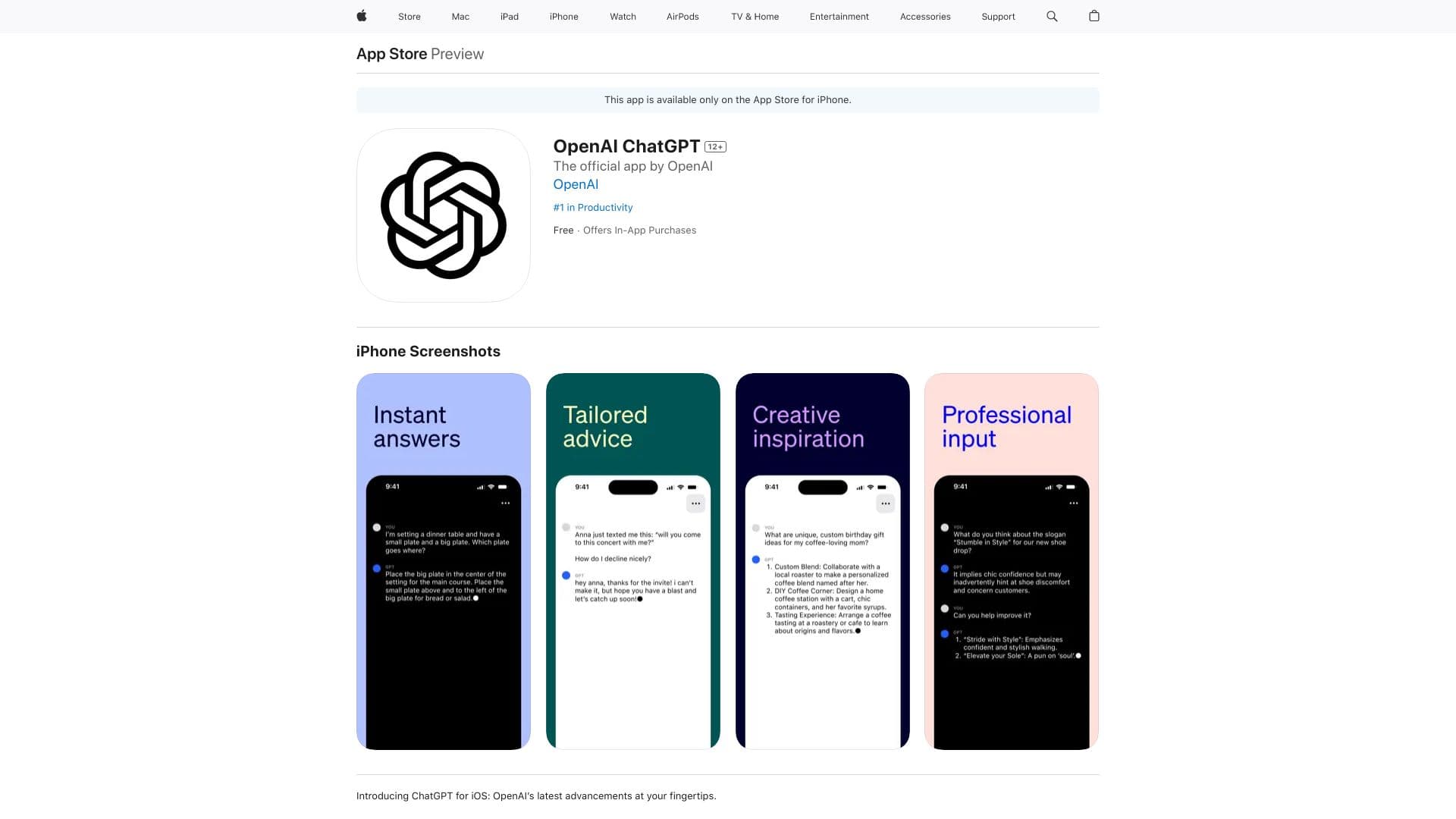 OpenAI Official ChatGPT iOS APP thumbnail