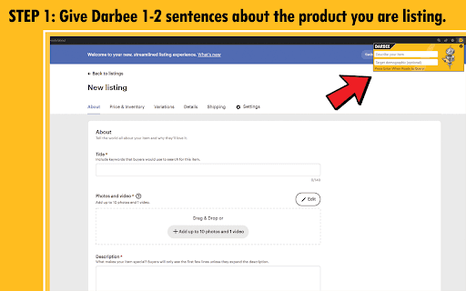 Darbee - Etsy AI Listing Tool thumbnail