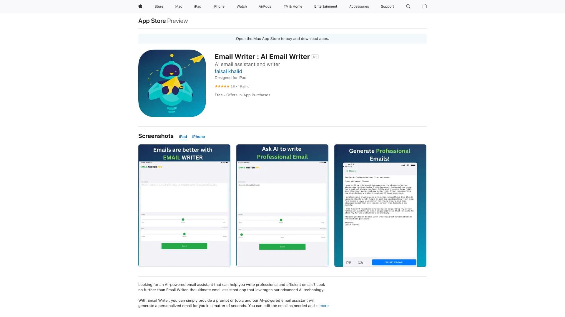 Email Writer - AI Email CHATGPT iOS APP thumbnail