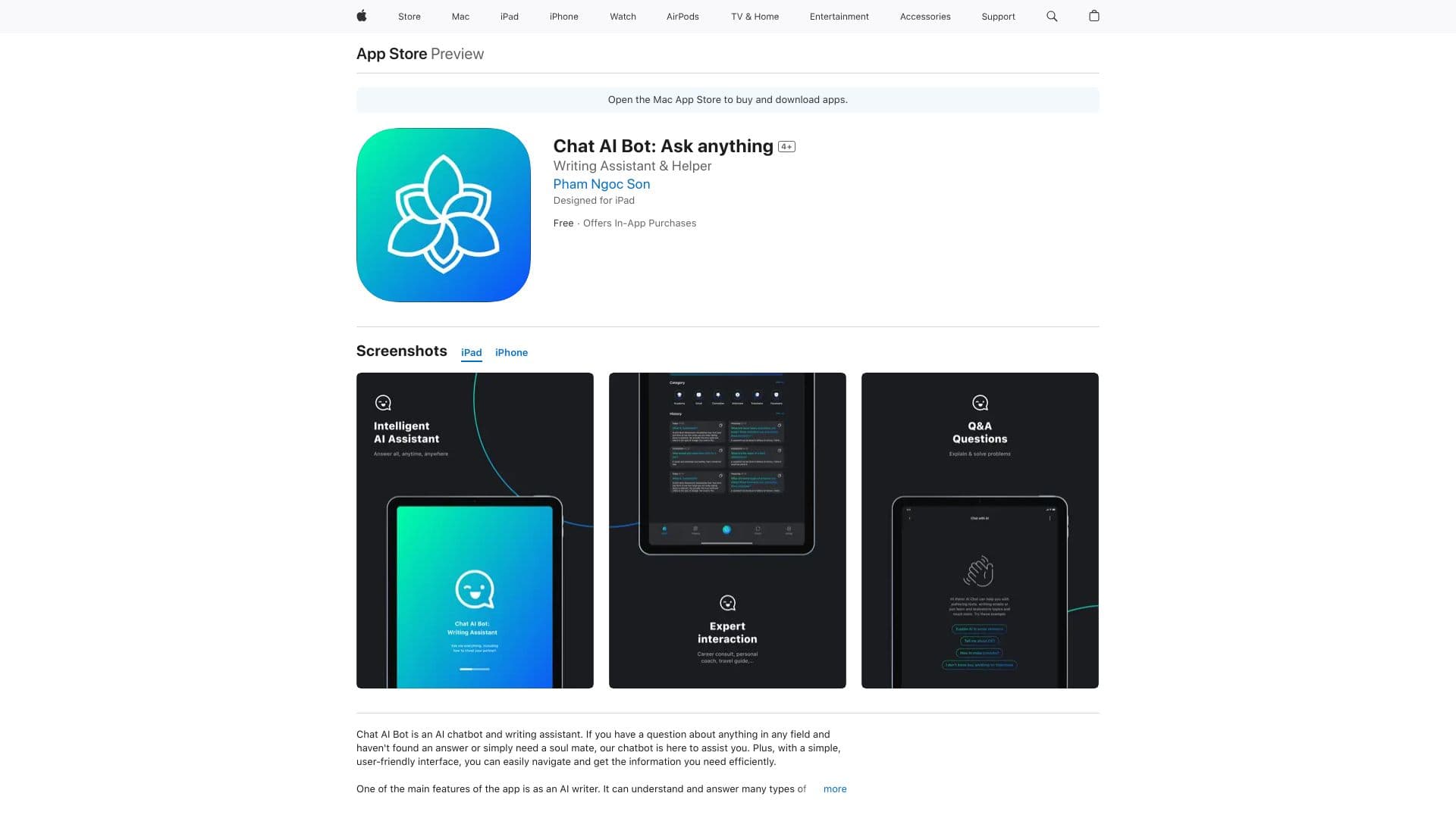 Chat AI Bot: Ask anything thumbnail