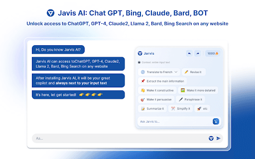 Jarvis AI: Chat GPT, Bing, Claude, Bard, BOT thumbnail
