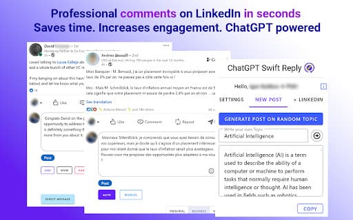 Swift Reply - ChatGPT for LinkedIn: replies + thumbnail