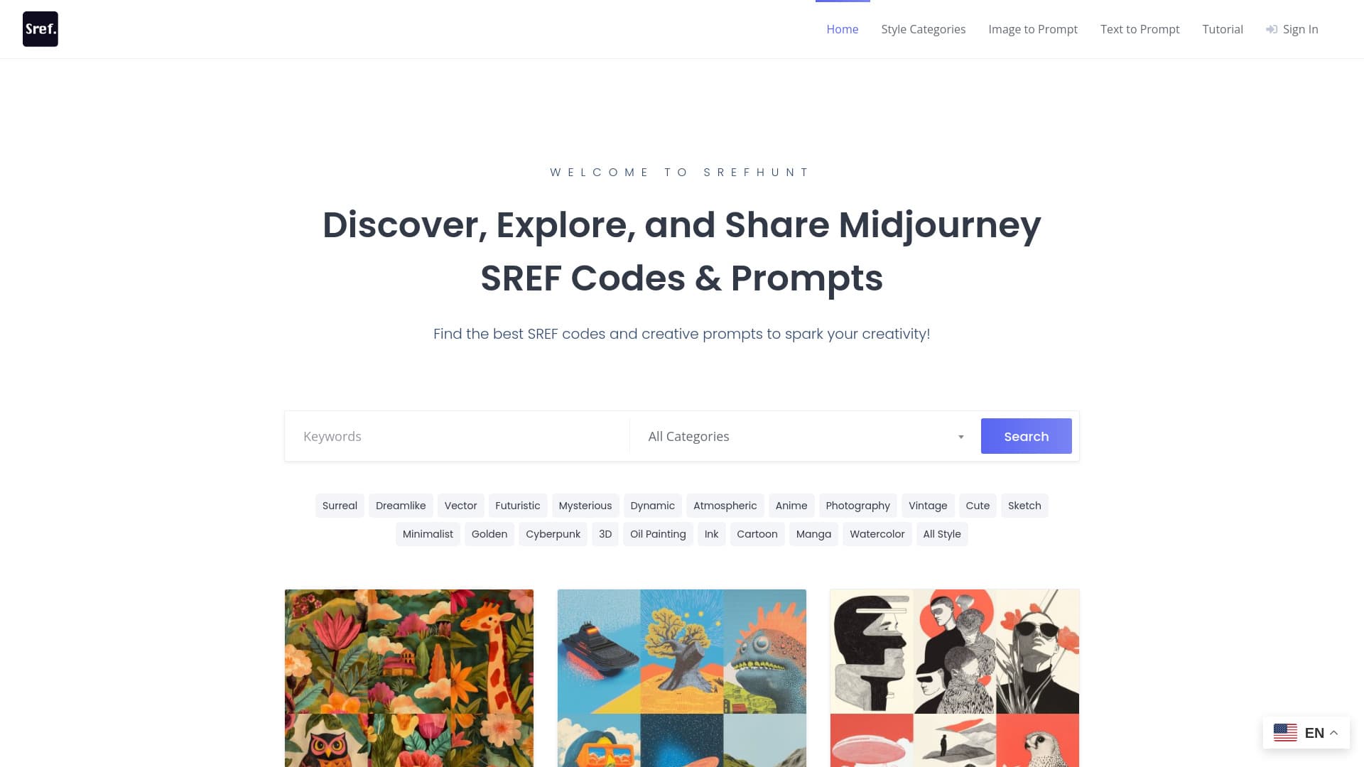 SrefHunt - Midjourney SREF Codes Library thumbnail