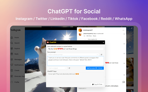 ChatFox - OpenAI ChatGPT for IG & TW & LI thumbnail