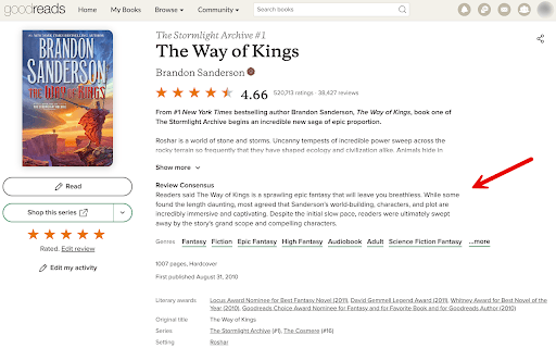 Review Consensus for Goodreads thumbnail