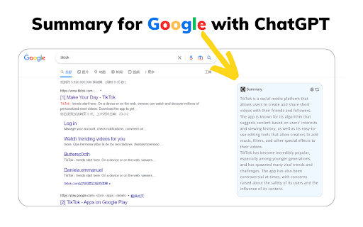 Summary with ChatGPT for Google and YouTube thumbnail