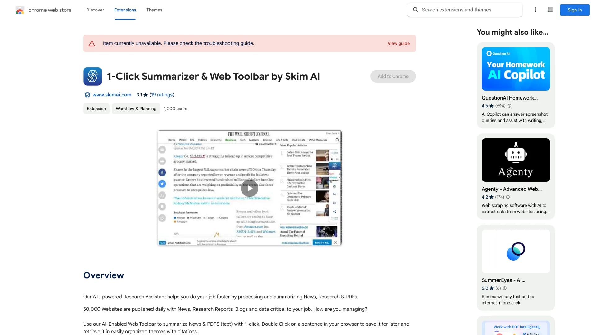 1-Click Summarizer & Web Toolbar by Skim AI thumbnail