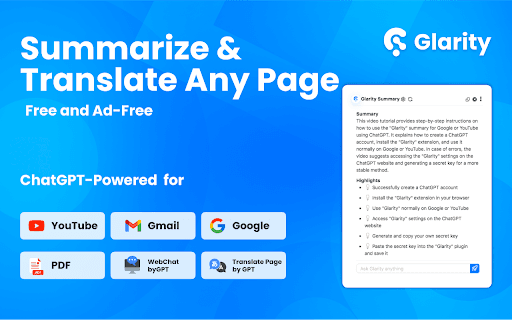 Glarity ChatGPT: Summary & Translate AnyPage thumbnail