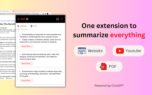 Gist AI:Web,YouTube,PDF Summarizer w/ ChatGPT thumbnail