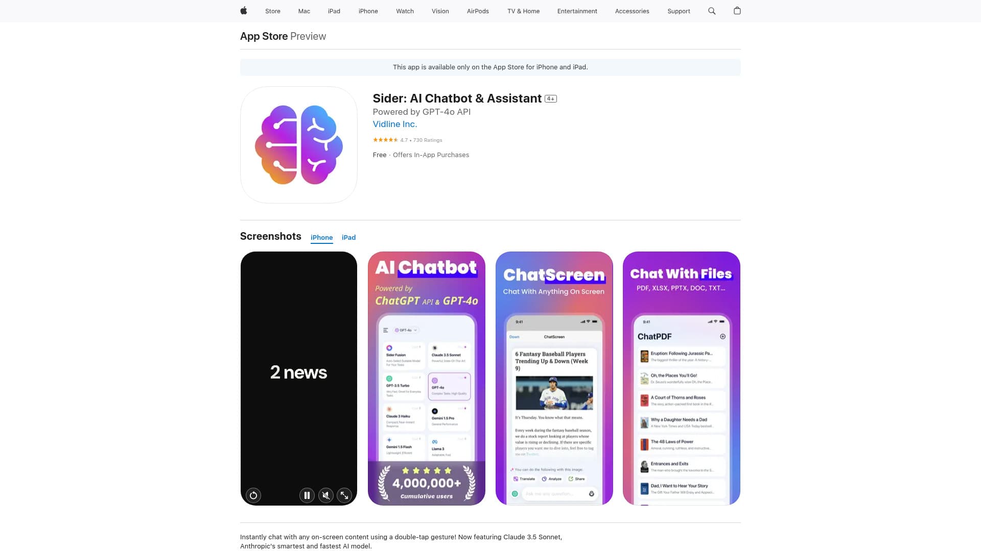 ChatScreen: Sider 2.0 for iOS thumbnail
