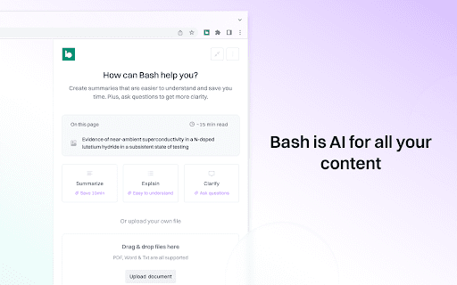 Bash: Summarize, explain, and create with AI thumbnail