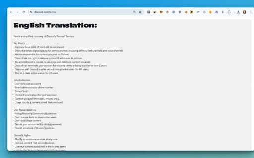 Legalese to English - Privacy Policy & ToS Simplifier thumbnail