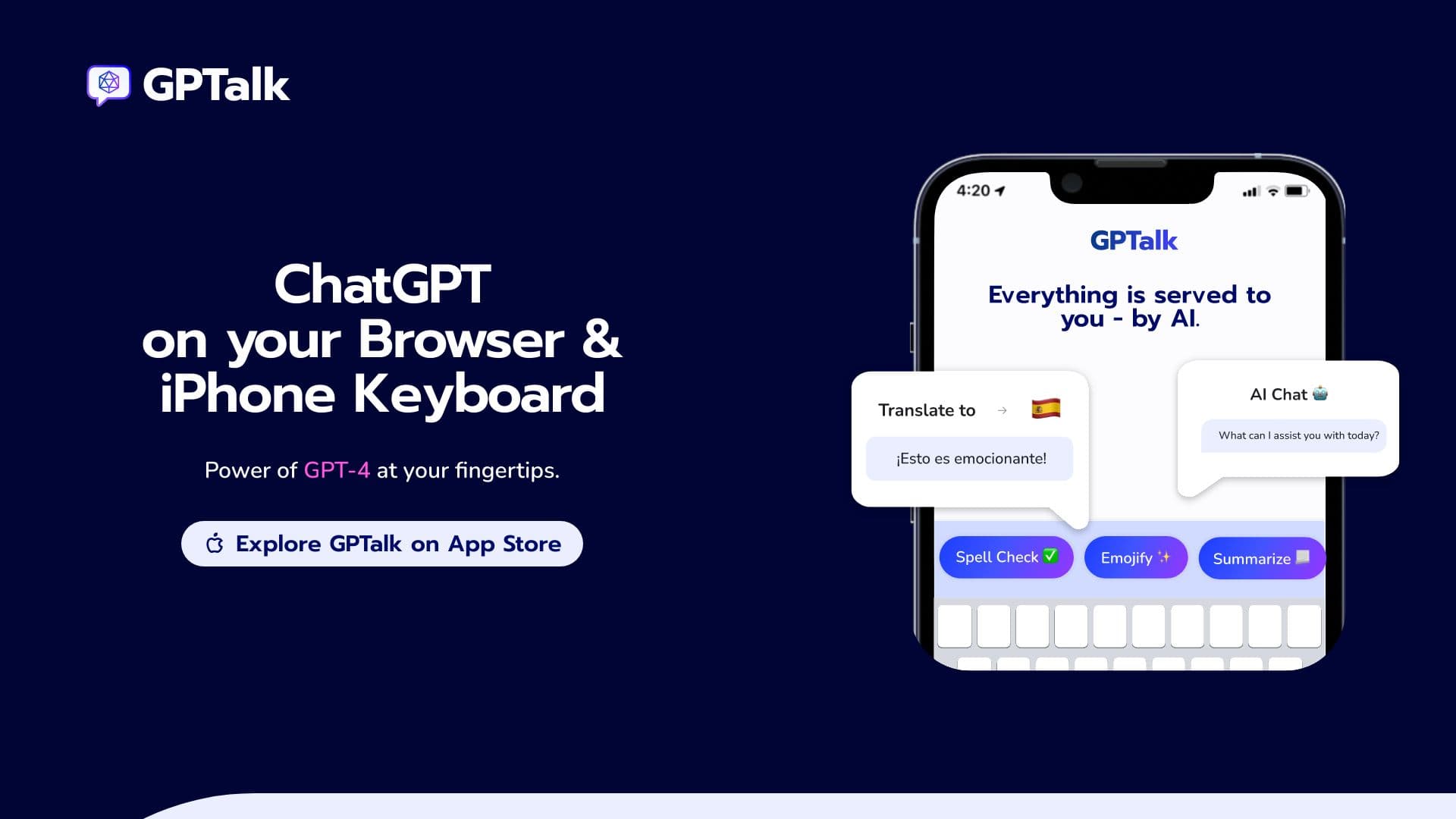 GPTalk: ChatGPT on iPhone Keyboard! thumbnail