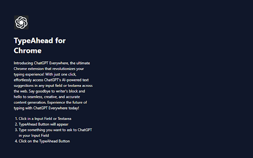 ChatGPT Everywhere - TypeAhead for Chrome thumbnail