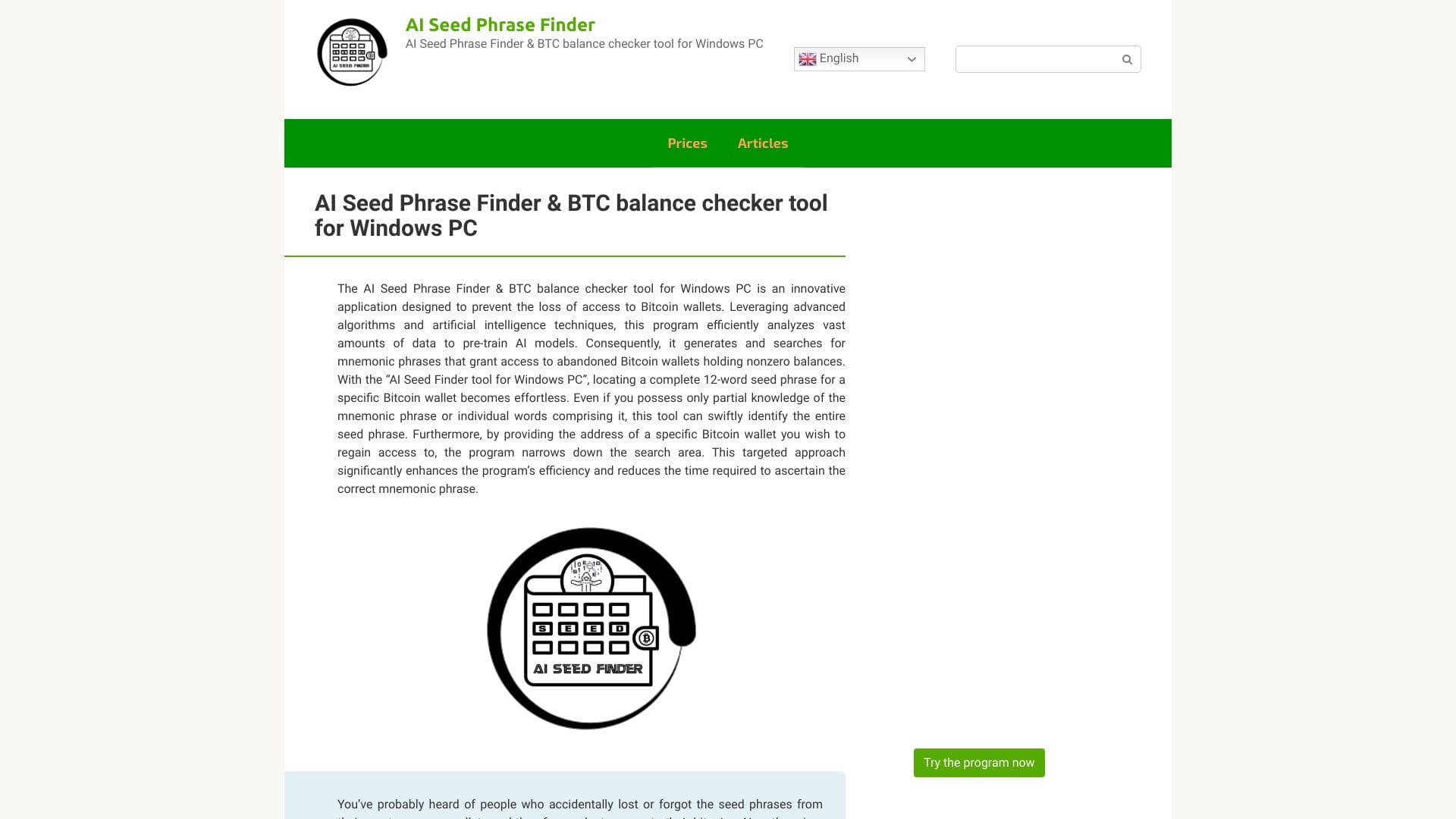 AI Seed Phrase Finder & BTC balance checker tool for Windows PC thumbnail