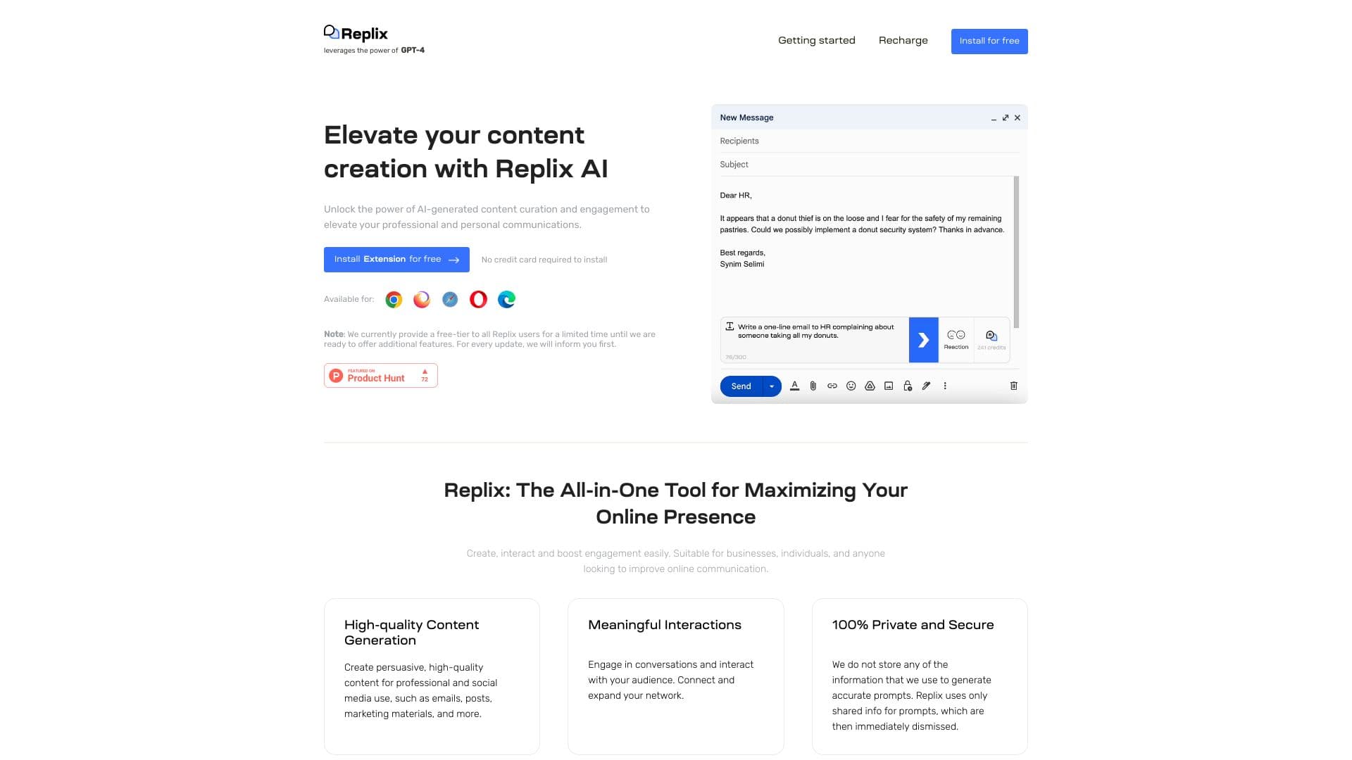Emails, replies and posts with GPT-4 thumbnail