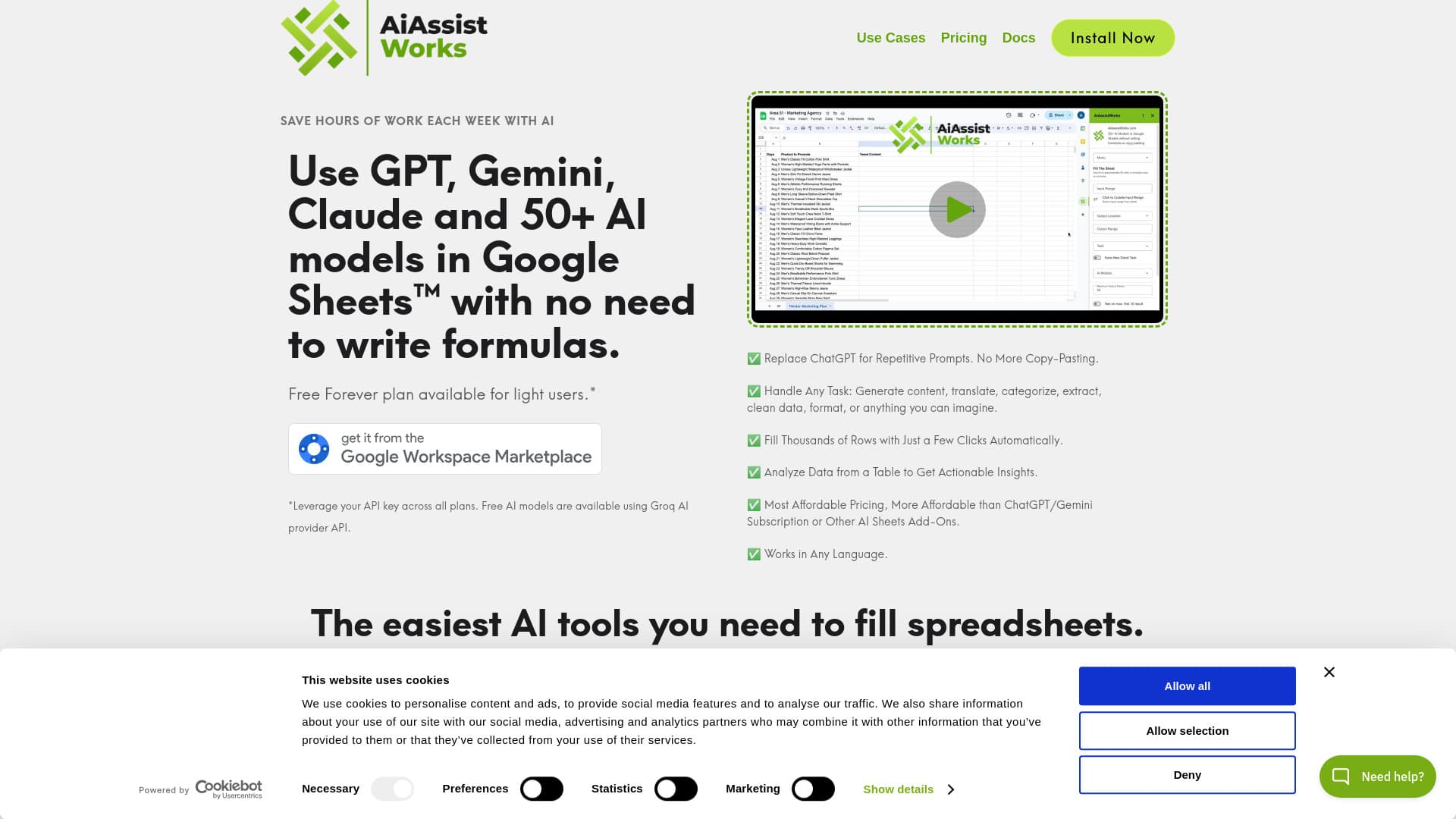 AiAssistWorks - AI for Sheets thumbnail