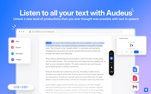 Text to Speech (TTS) Read Aloud Voice Reader by Audeus thumbnail
