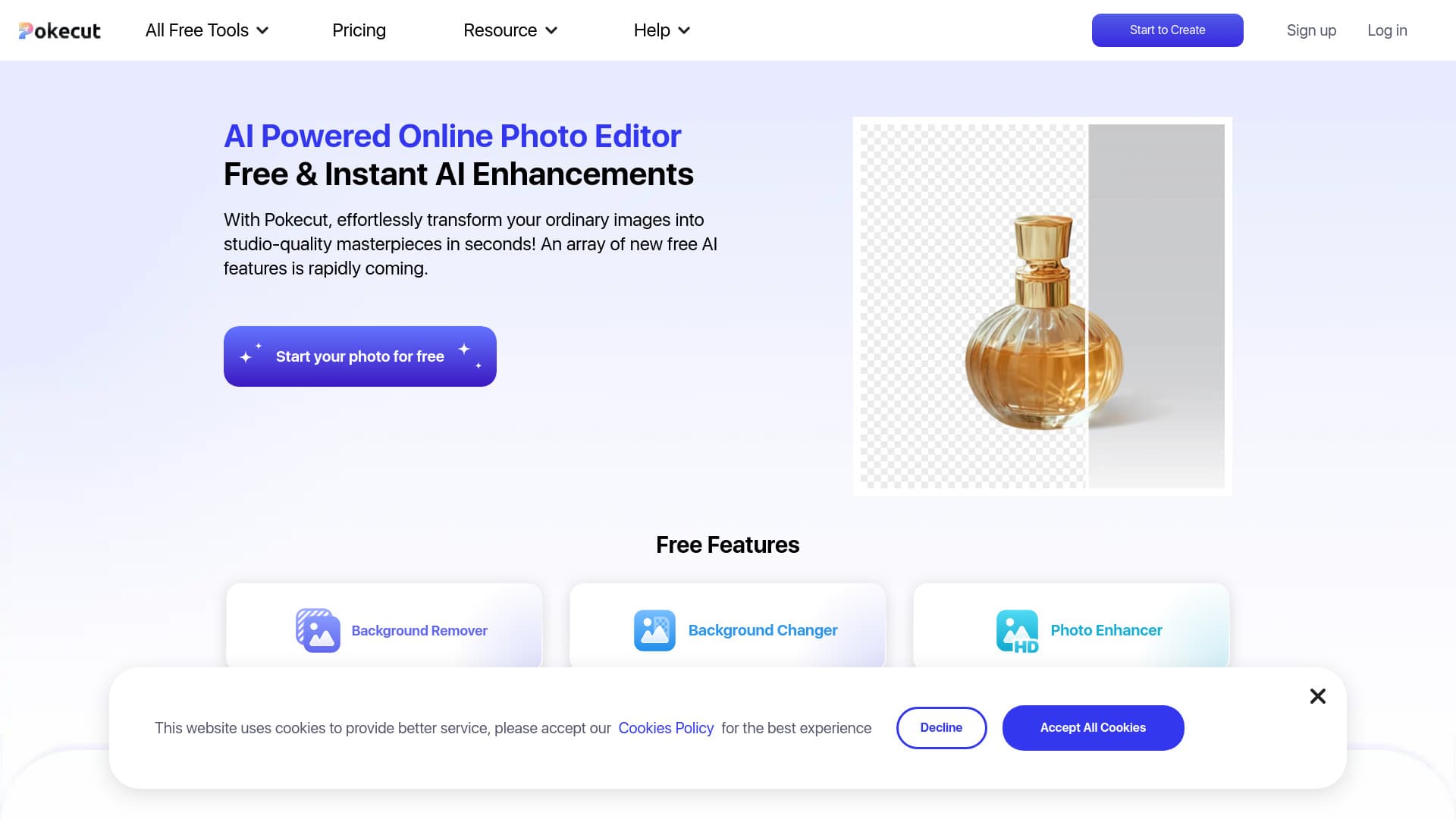 Pokecut-AI Powered Online Photo Editor thumbnail