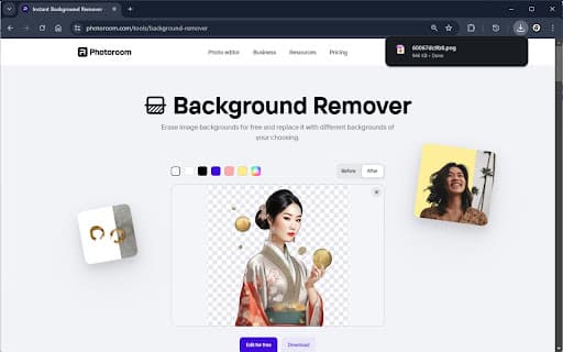 Photoroom PNG auto download thumbnail