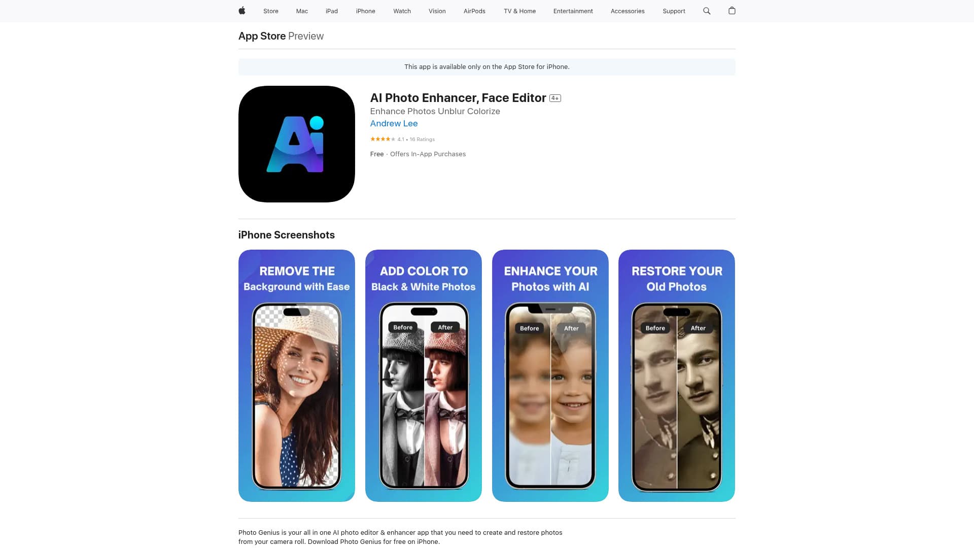 Best Free AI Photo Enhancer & Editor App thumbnail