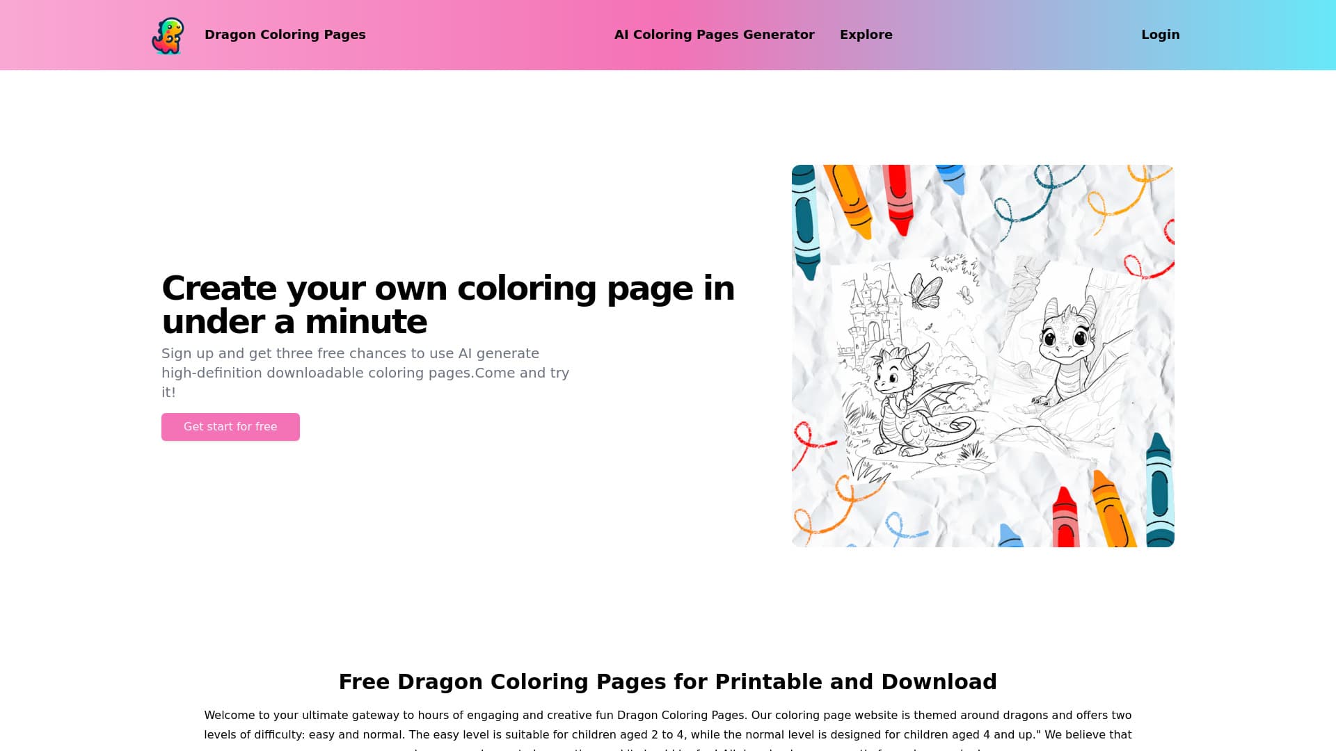 Dragon coloring pages thumbnail