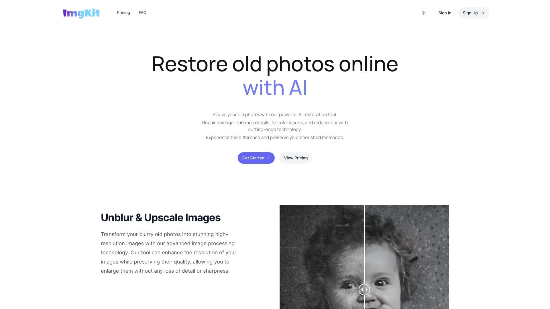 AI Old Photo Restoration Online - ImgKit thumbnail