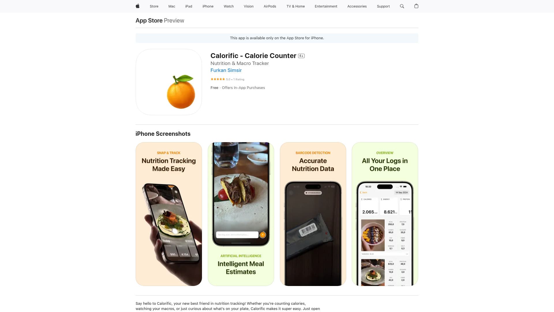 Calorific - Nutrition Tracker thumbnail