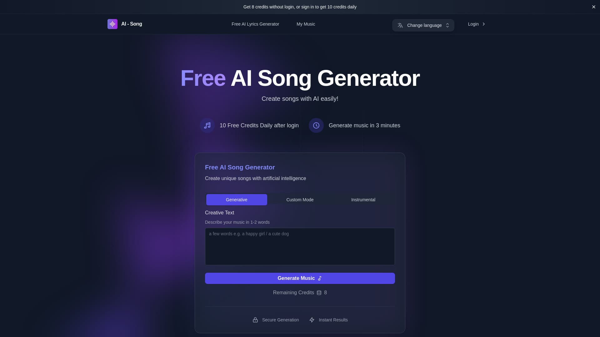 Free AI Song Generator - AI-Song.AI thumbnail