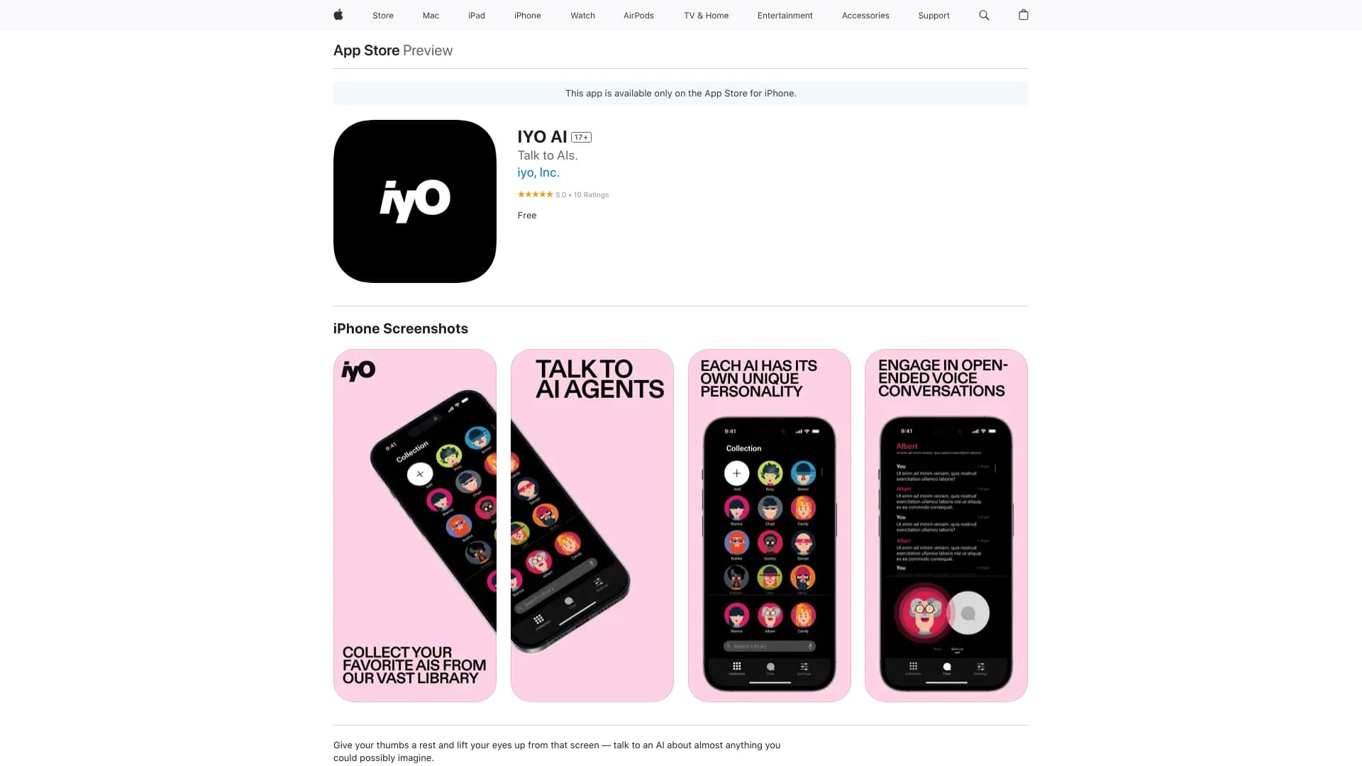 IYO AI - Talk to AI iOS App thumbnail