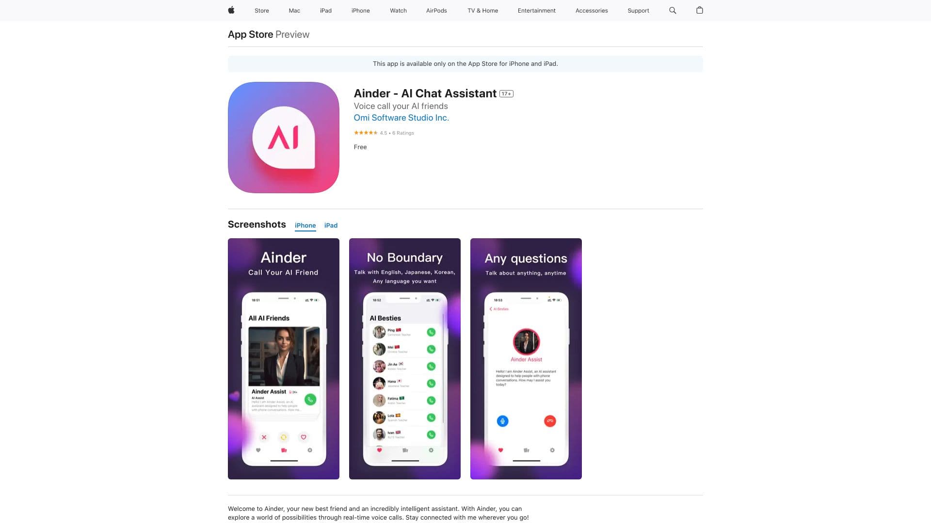 Ainder - Find AI Friends like Tinder thumbnail
