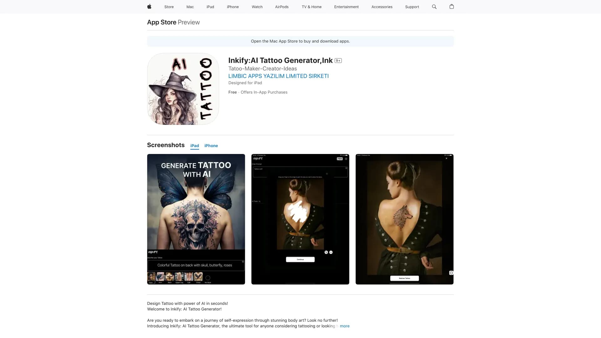 Inkify: AI Tattoo Generator thumbnail