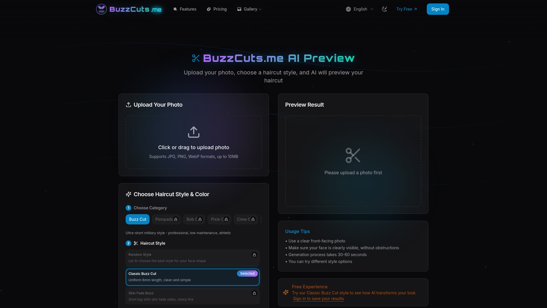 buzzcuts.me free forever hair style generator thumbnail