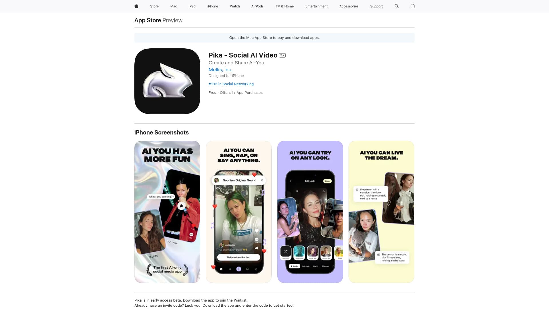 Pika - Social AI Video thumbnail
