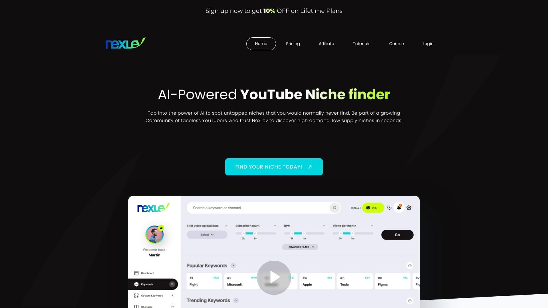 Nexlev - AI-Powered YouTube Niche Finder thumbnail