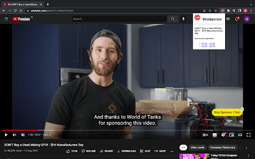 SkipSponsor - YouTube sponsor detection thumbnail