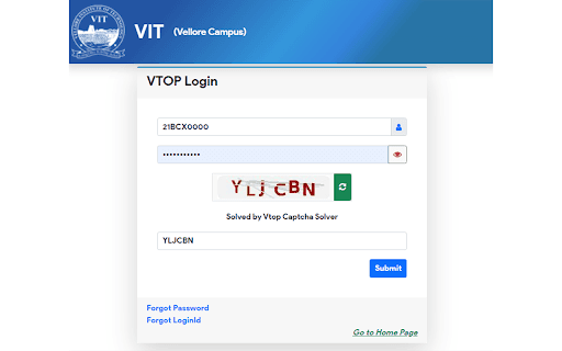 Vtop Captcha Solver screenshot