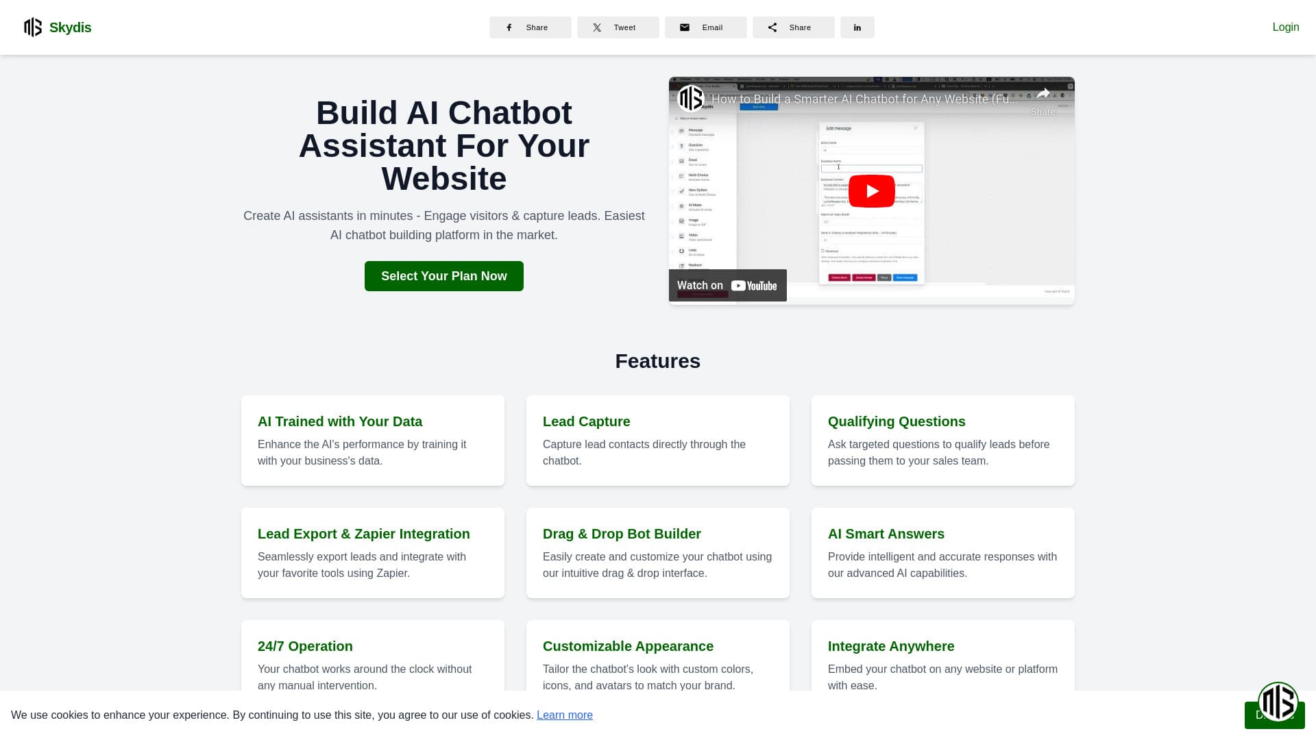 Skydis - AI Chatbot Builder for Websites thumbnail