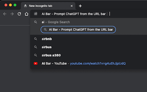 AI Bar - Prompt ChatGPT from the URL bar thumbnail